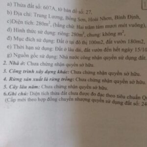 Lô đất Khu Phố Trung Lương, Phường Bồng Sơn, Thị Xã Hoài Nhơn, Bình Định